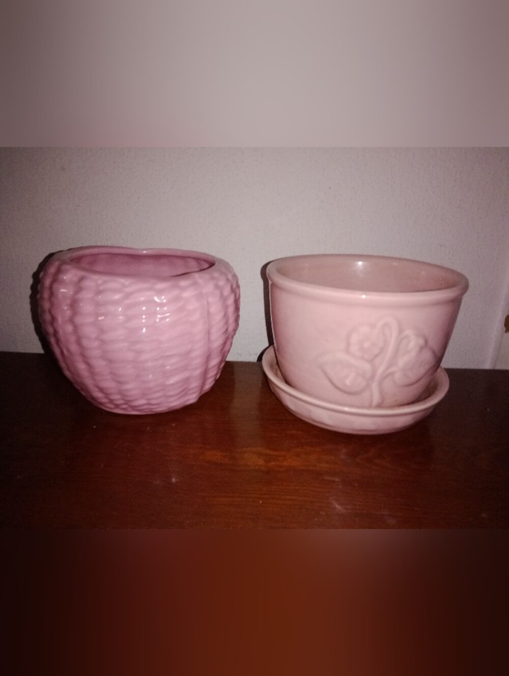 Vintage Pink Ceramic Planters California